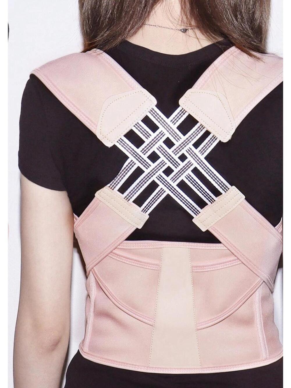 Back Brace Posture Corrector Unisex Shoulder Straightener Adjustable Pink Medium